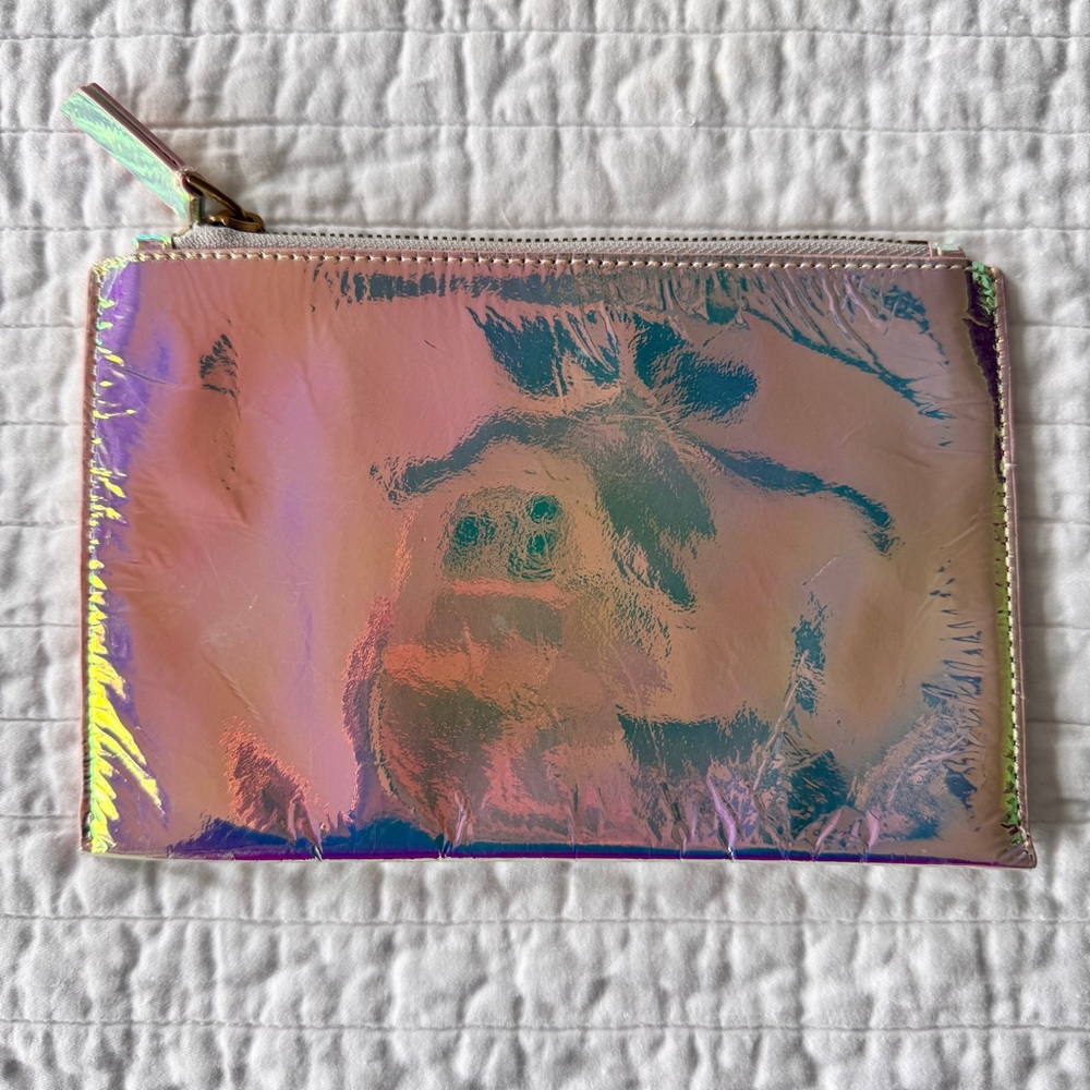 NWT J Crew Holographic Zippered Pouch